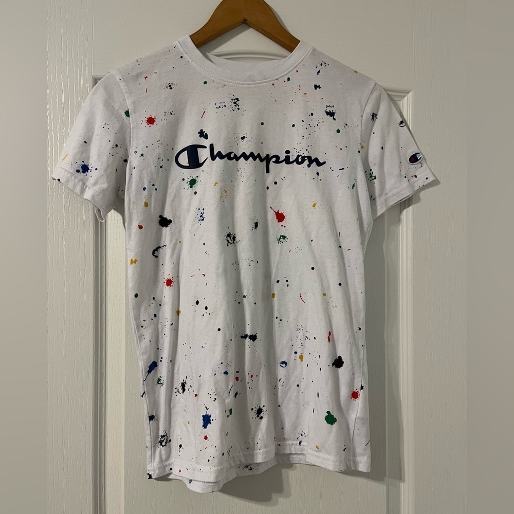 Champion - White T-Shirt with Splatter Design